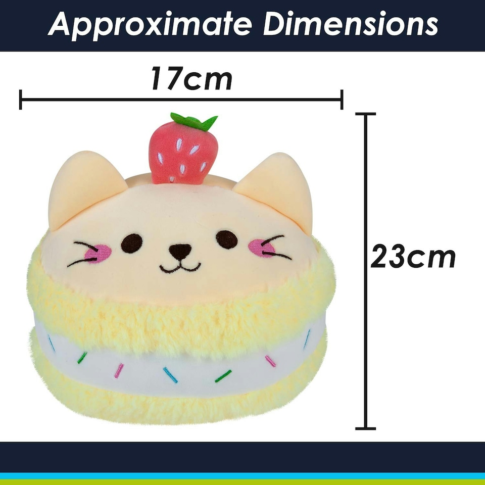 image 1 of Macaroon Cat Soft Toy Cute Plushie Huggable Cuddly Stuffed Toy 23cm Yellow