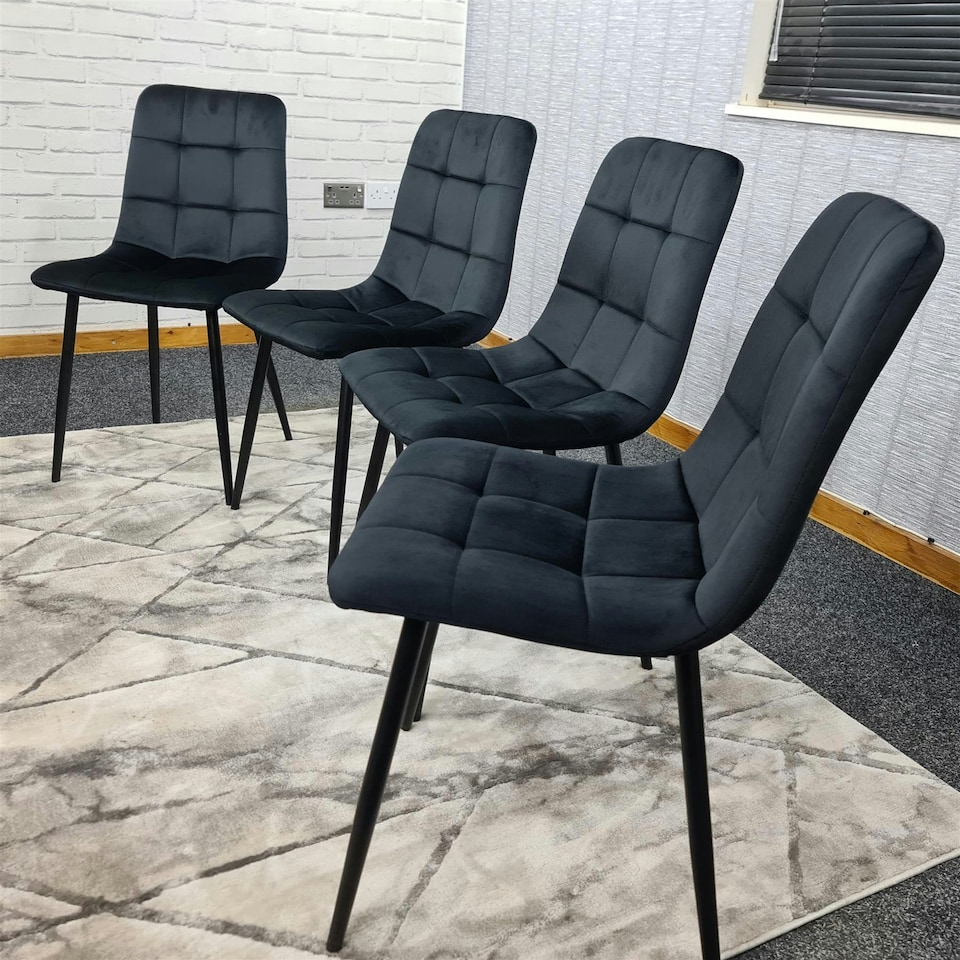 image 1 of Dining Chairs Set of 4 Black Velvet Kitchen chairs Black