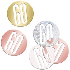 Rose Gold Glitz Age 60 Holographic Assorted Table Confetti 14 Grams