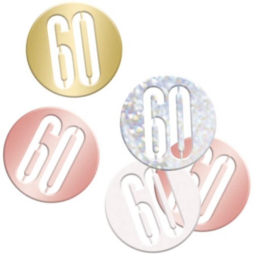 Rose Gold Glitz Age 60 Holographic Assorted Table Confetti 14 Grams