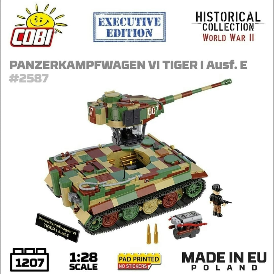 image 1 of Executive Edition Panzerkampfwagen VI Tiger Ausf. E. tank brick model - COBI 2587 - 1207 bricks
