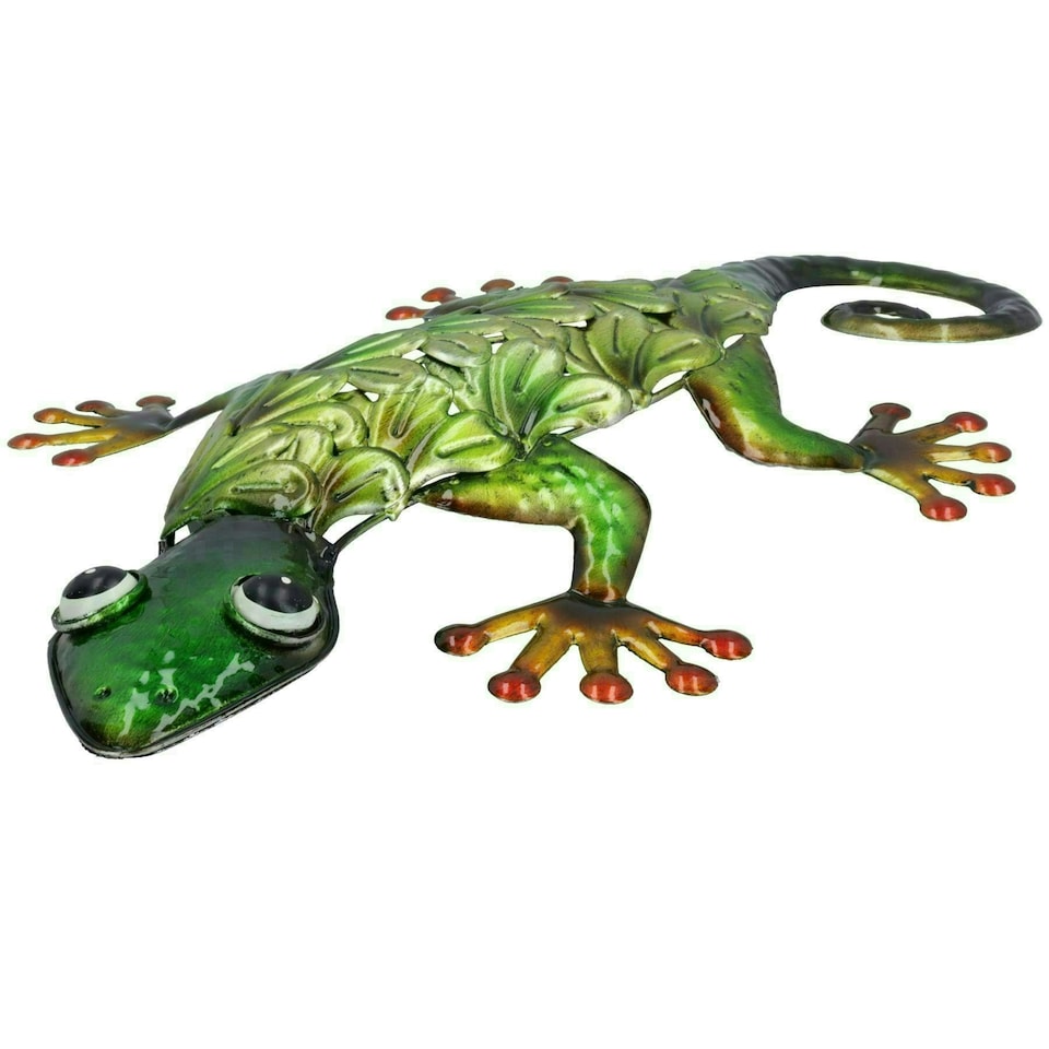 image 1 of Metallic Green Gecko Garden/Home Wall Art Ornament Gift With Hanging Hook