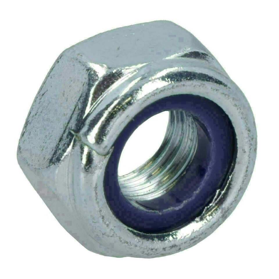image 1 of M8 x 1.25mm Nyloc Nut Fastener Hexagonal Metric Nuts Grade 8 Zinc Plated 100pk