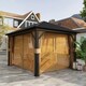 image 8 of Outsunny 3.6 x 3(m) Metal Garden Hardtop Gazebo with Screened Curtain Brown