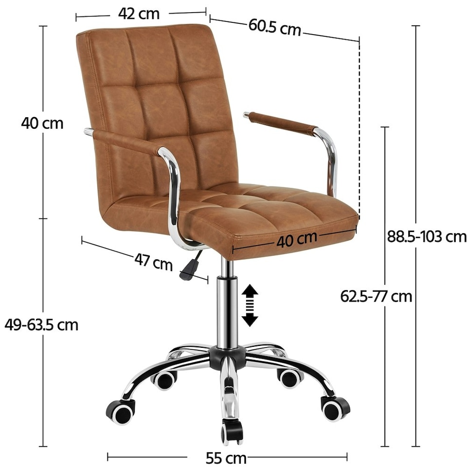 image 1 of Yaheetech PU Leather Height Adjustable Office Chair Mid-Back