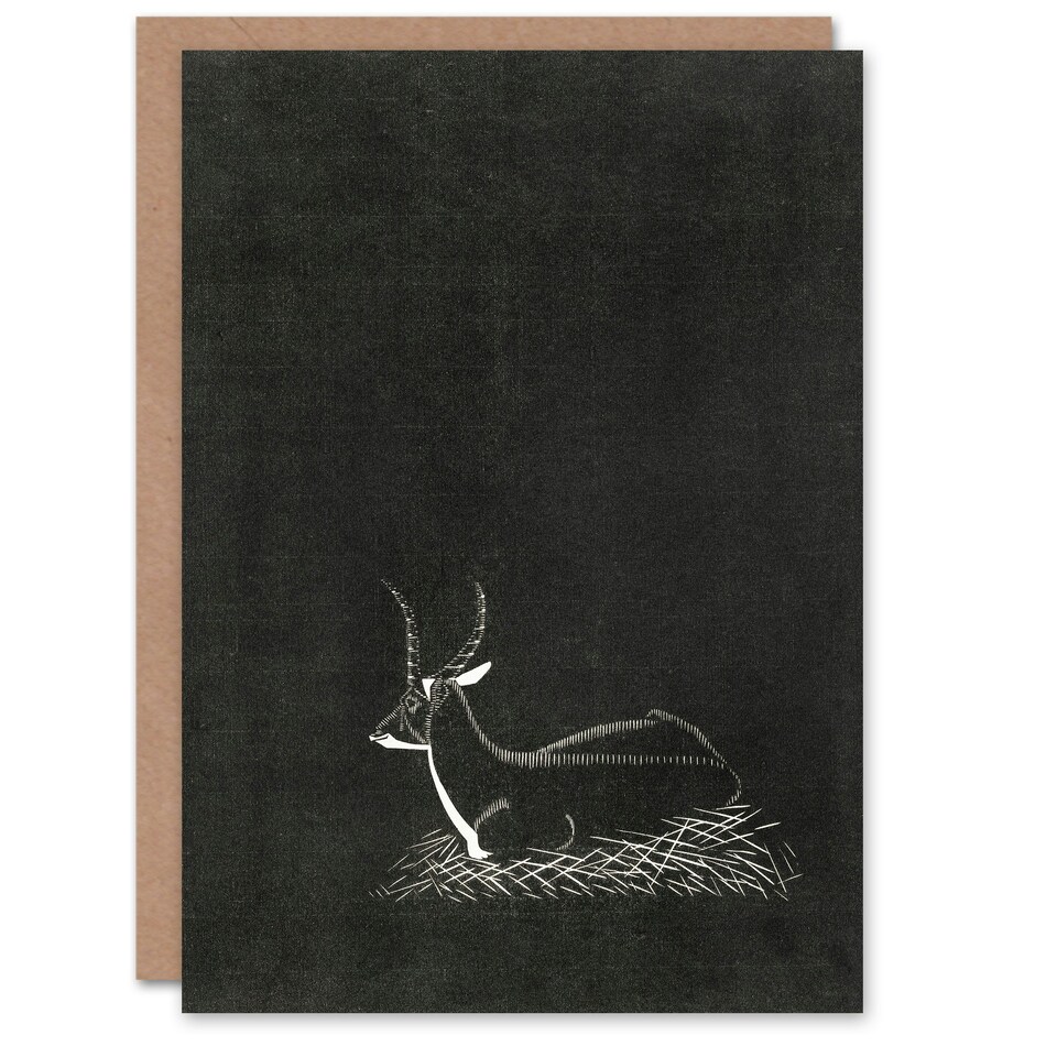 image 1 of Samuel J De Mesquita Art Card Stylised Waterbuck Painting