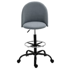 Vinsetto Draughtsman Chair Home Office Ergonomic 5 Wheels Padded Seat Grey