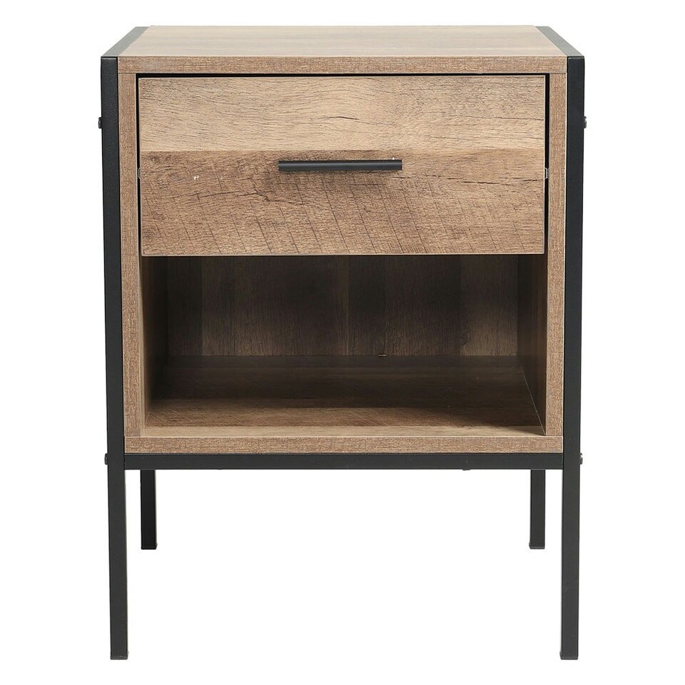 image 1 of Living and Home One-Drawer Wooden Nightstand Table