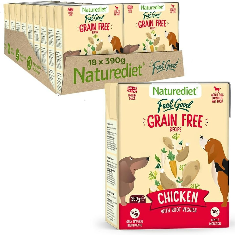 image 1 of Naturediet - Feel Good Wet Dog Food, Natural and Nutritionally Balanced, Grain Free, Chicken, 390g (Pack of 18)