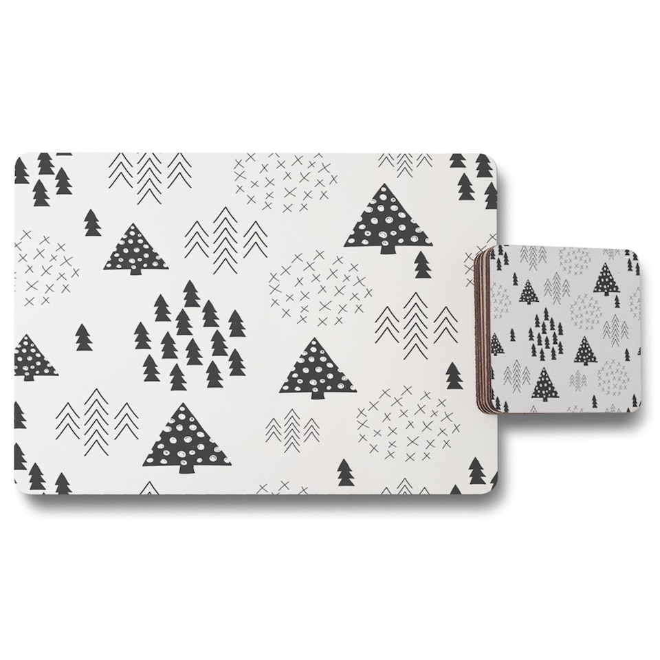 scandinavian style christmas placemat coaster set | Multi