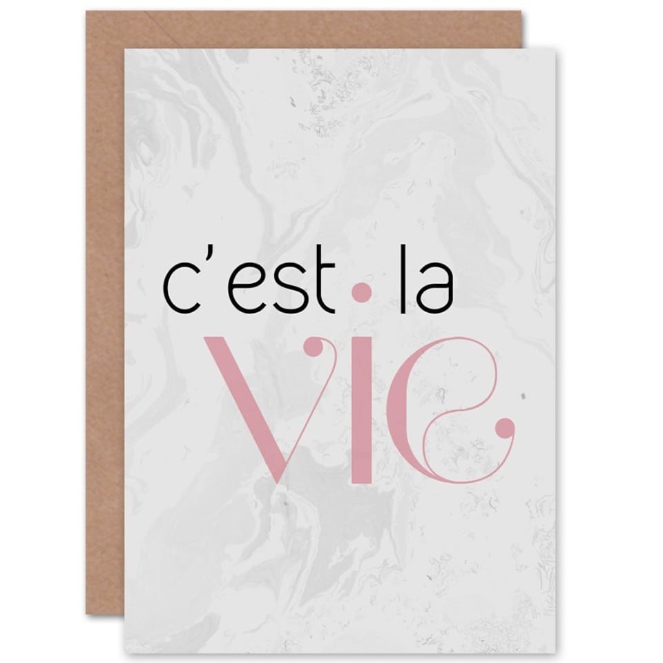 image 1 of Dusty Rose Cest La Vie Typography Quote Card