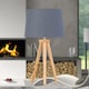 image 5 of Set of 2 Light Oak Table Lamp or Bedside Lights with Grey Gold Shades | Brown | Grey | Large | 2