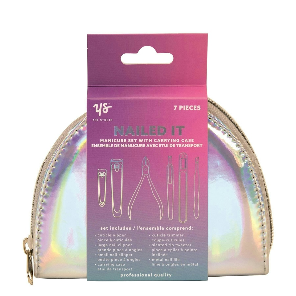image 1 of Yes Studio 7 PC Nailed It Manicure Set with Carry Case | Chrome | 1