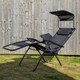 image 4 of Set of 2 Multi Position Garden Gravity Relaxer Chair Sun Lounger with Sun Canopy in Black | Black | Black
