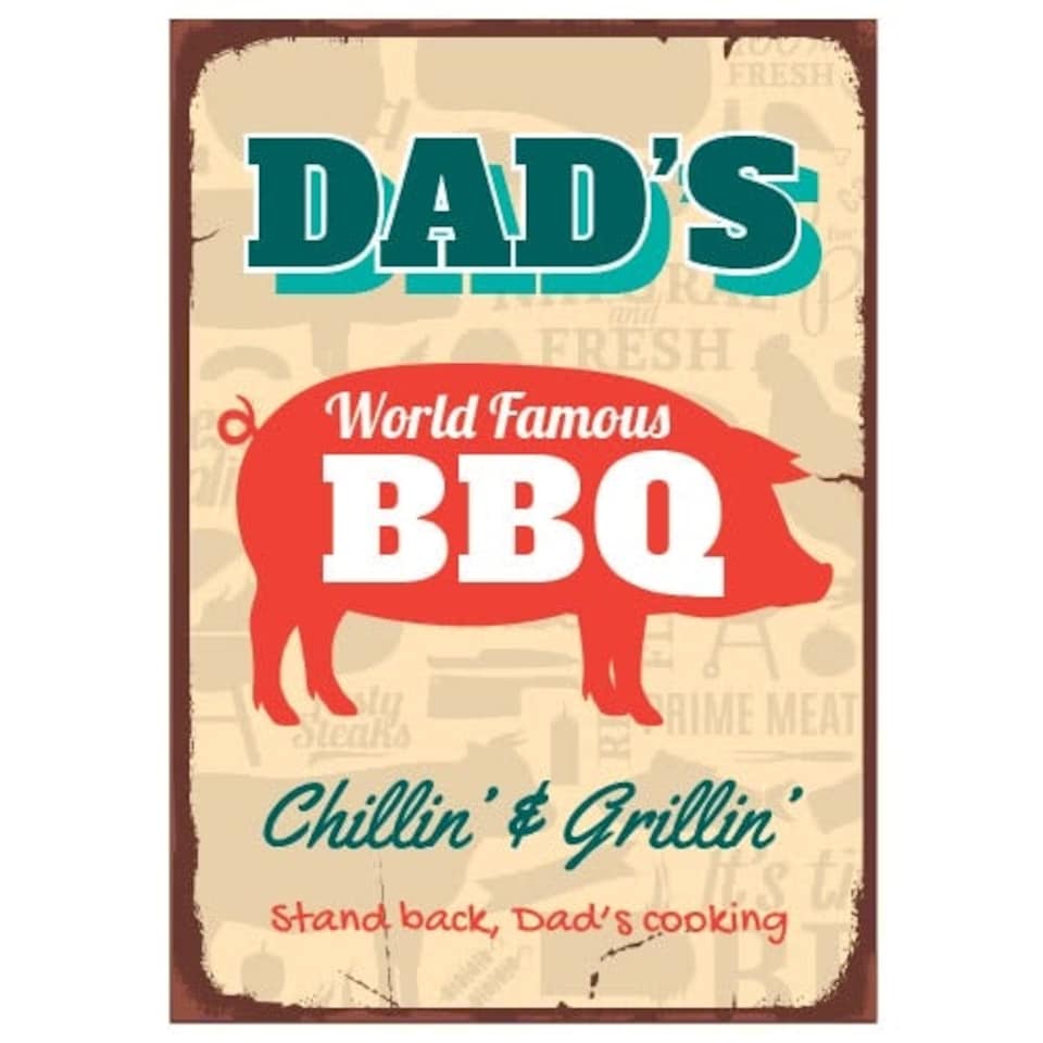 Dads BBQ PVC Party Sign Decoration 36cm x 25cm