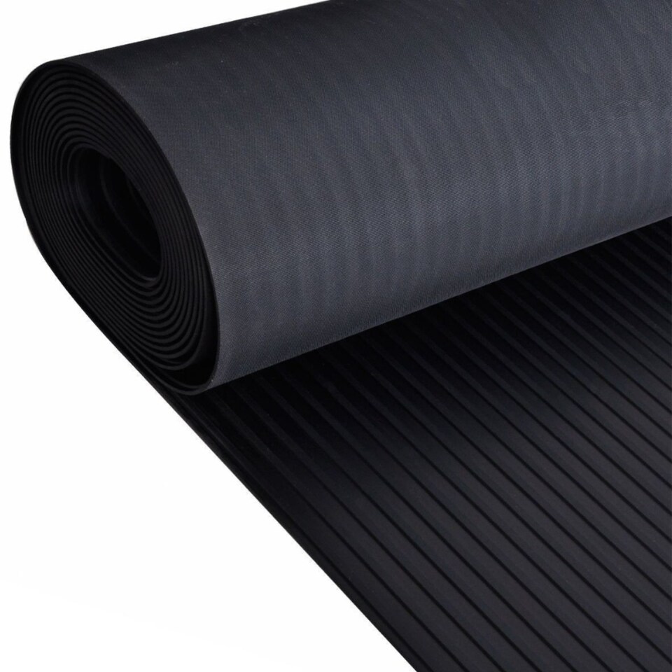 image 1 of Rubber Flooring Matting - 1m x 3m x 3mm - Wide Ribbed Pattern - Workshop Garage Shed Van Non-Slip