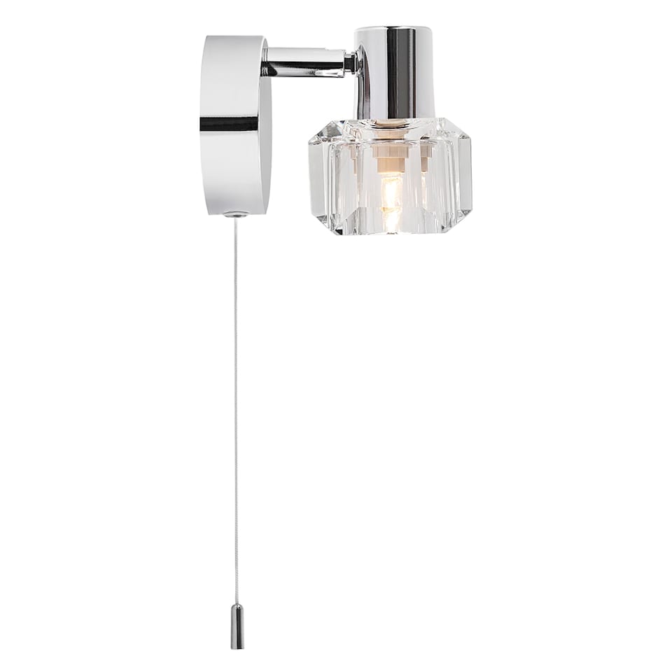 image 1 of Modern Polished Chrome Wall Light with Chunky Ice Cube Shade | Chrome