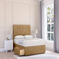 Sloomy Highbury Mink Plush Divan Bed With Mattress No Drawers With 54" Floor Standing Headboard 2'6 Small Single | Brown | Mink | Small Single | 1