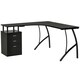 image 1 of HOMCOM L-Shaped Corner PC Desk Table w/ Drawer Home Office Workstation, Black