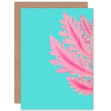 Turquoise Sea Ocean Marina Plant Pink Art Card