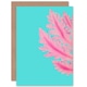 image 1 of Turquoise Sea Ocean Marina Plant Pink Art Card
