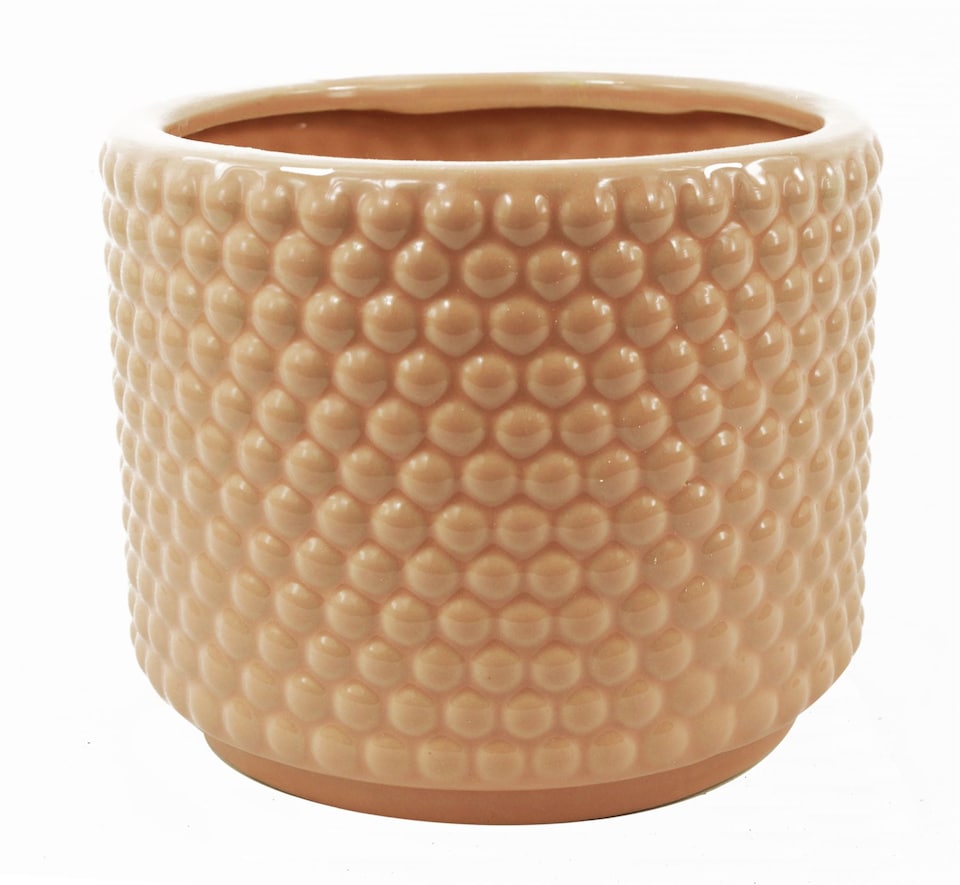 image 1 of Dusty Pink Raised Dots Ceramic Plant Pot 15 x 15 x 12.5cm | Pink