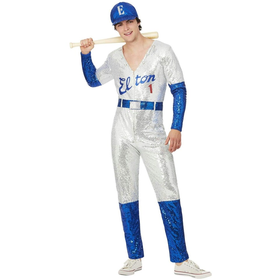 image 1 of Elton John Mens Deluxe Sequin Costume Set - Blue/Silver - S S