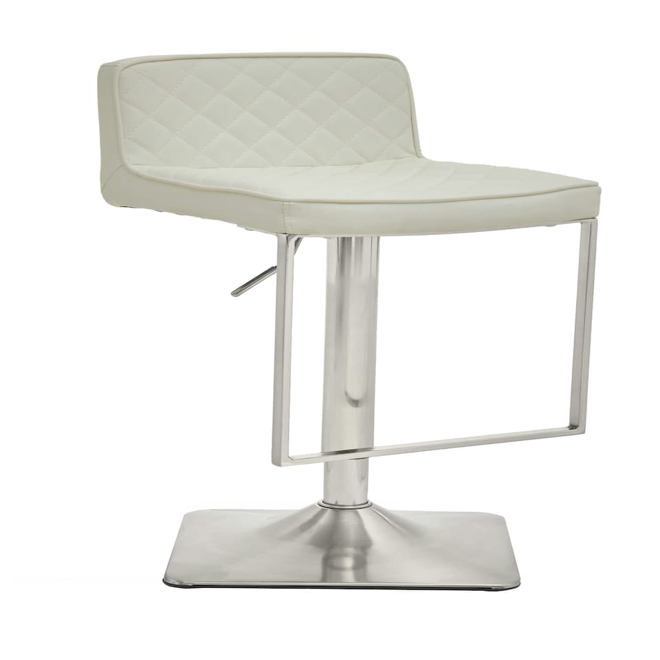 image 1 of Interiors by Premier Baina White And Chrome Bar Stool With Square Base