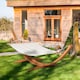 image 2 of Outsunny Outdoor Garden Hammock with Wooden Stand Swing Hanging Bed for Patio White | White