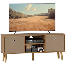 HOMCOM TV Cabinet Stand Unit for TVs up to 50  Flat Screen with Foldable Drawers and Shelves, Entertainment Centre for Living Room, Bedroom Brown