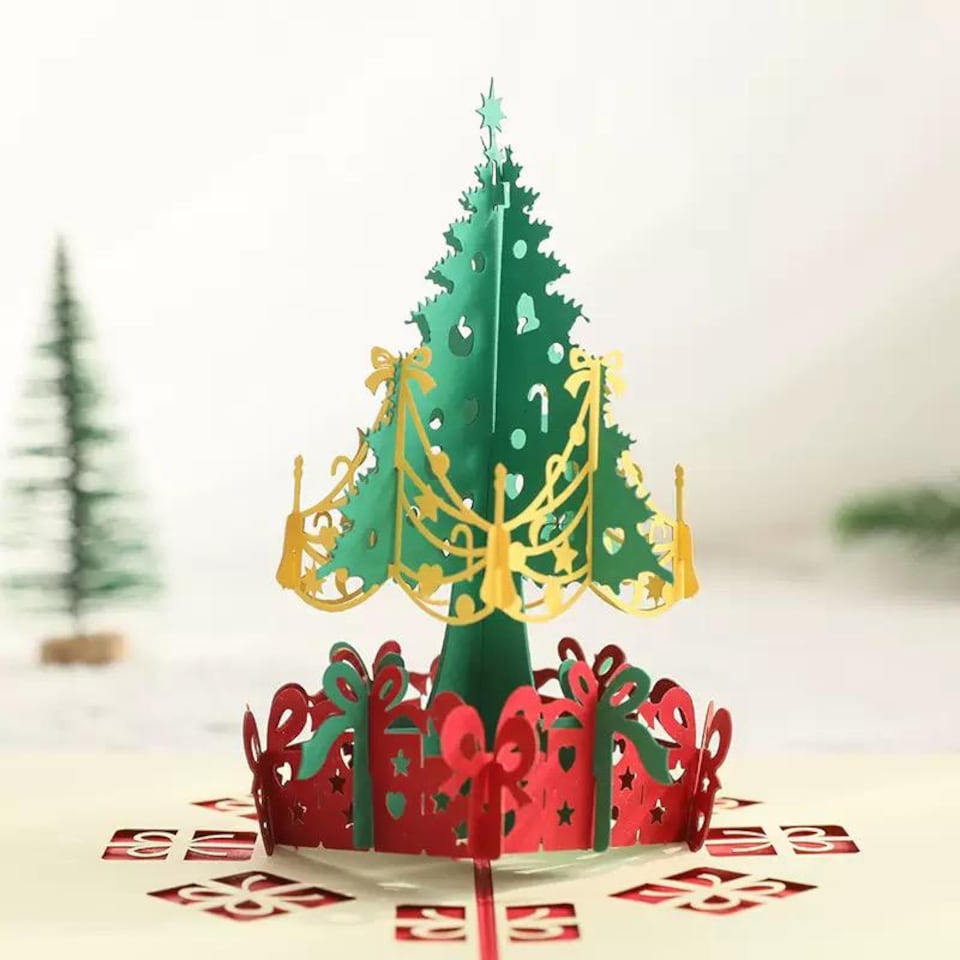 image 1 of Festive Tree Season’s Elegance 3D Pop Up Christmas Card