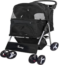 Pet Stroller Dog Cat Puppy Pram Pushchair Travel Cart Jogging Buggy Carrier (Black)