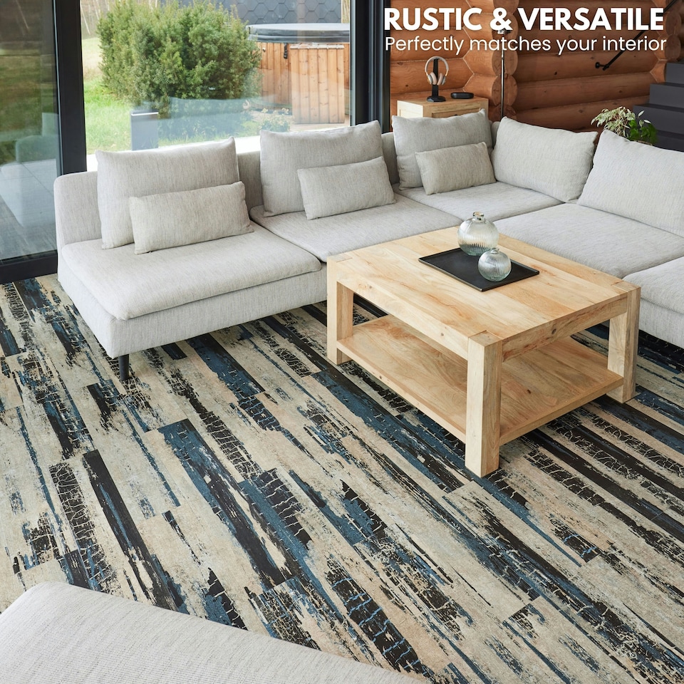 image 1 of NOVECRAFTO Self Adhesive Floor Planks | 36x5.98in (91.4x15.2cm) Each | Peel & Stick Vinyl Flooring | Stormwave Timber Design | Waterproof DIY Tiles Brown | 5 sqm