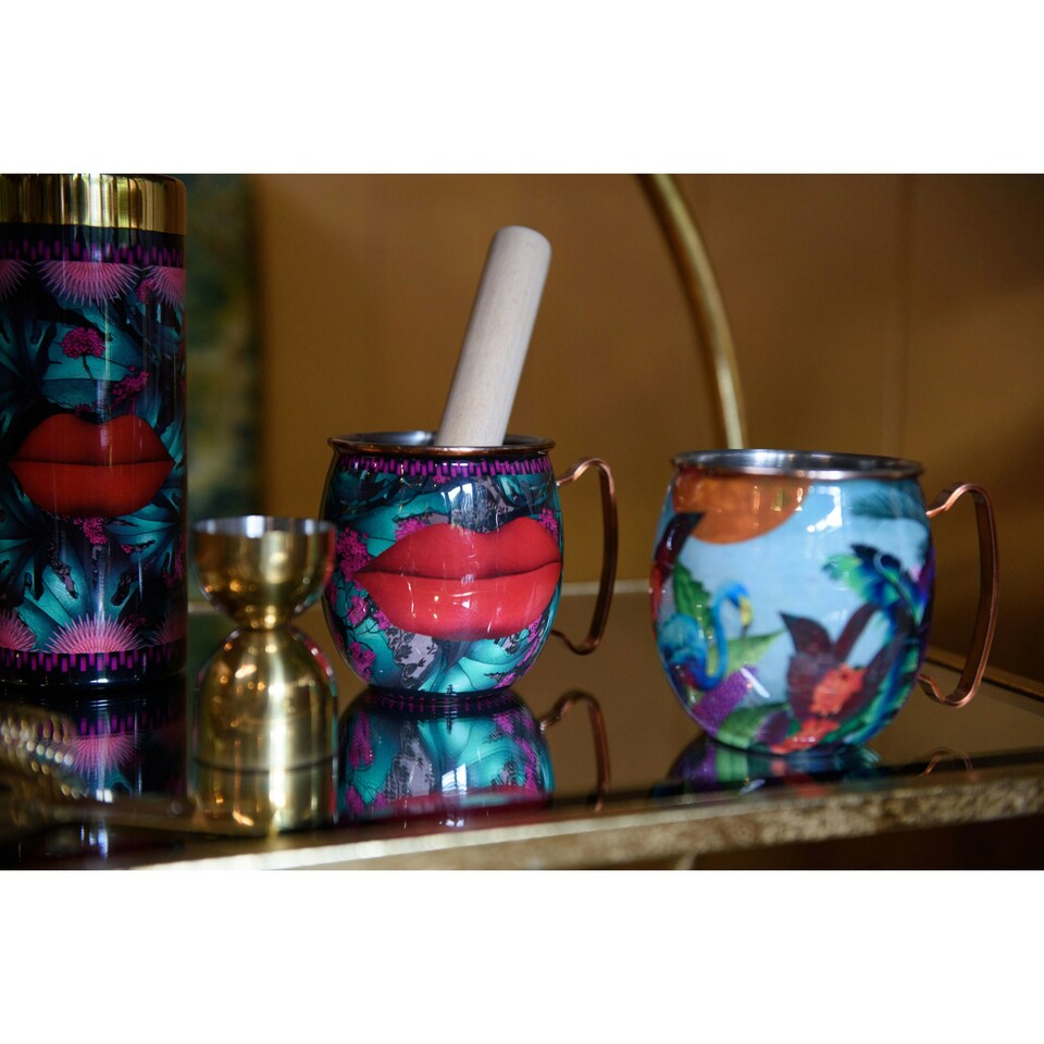 image 1 of Mikasa x Sarah Arnett Stainless Steel Moscow Mule Mug, 450ml, Flamingo Multi
