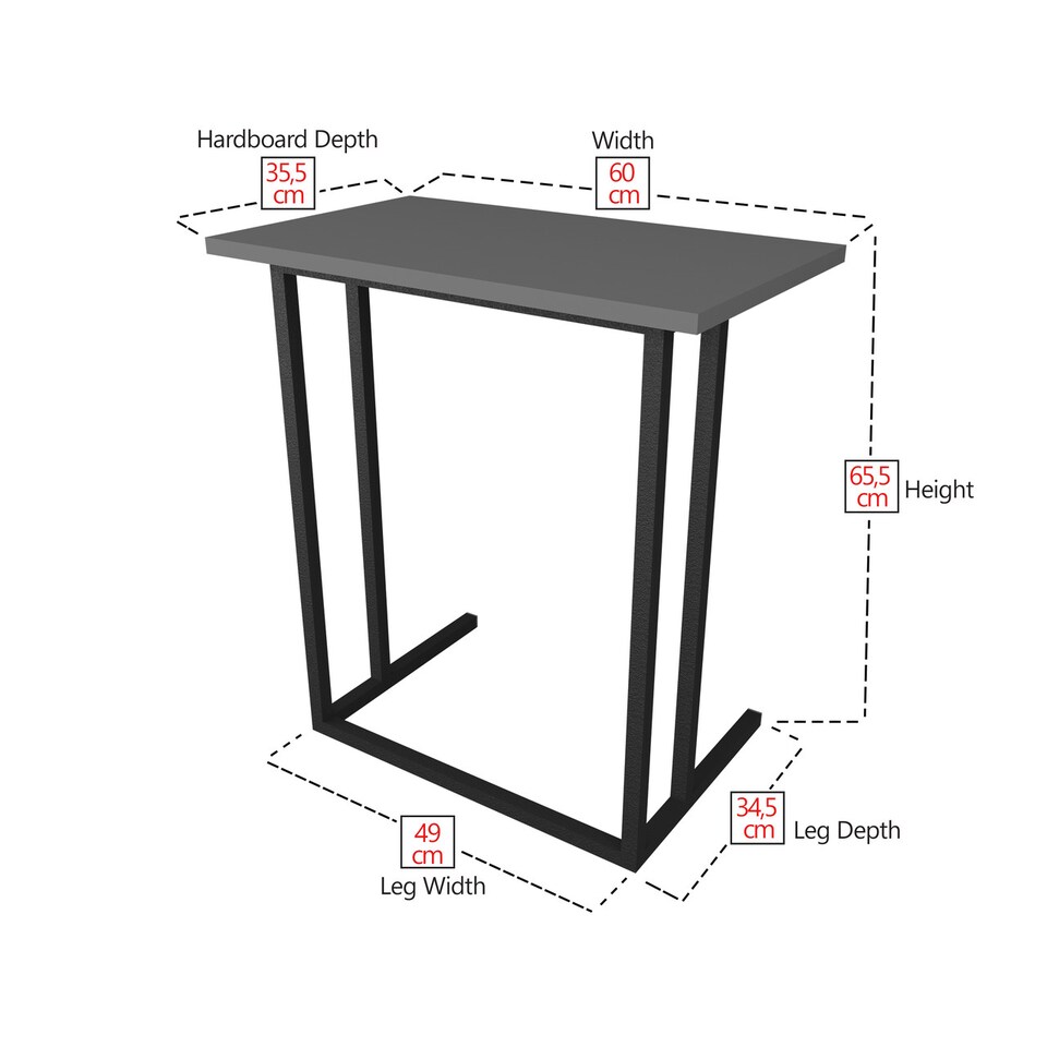 image 1 of Wood Laptop Table, Home Office Portable Computer Stand C-Shape With Metal Legs | Black | Burnt Oak