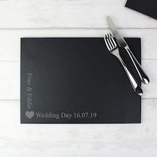 Personalised Heart Motif Slate Placemat Black