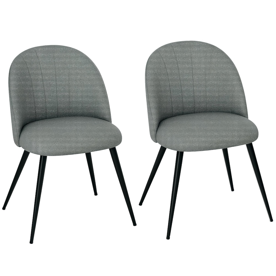 image 1 of HOMCOM Set of 2 Dining Chairs with Shell Backrest and Padded Seat Green