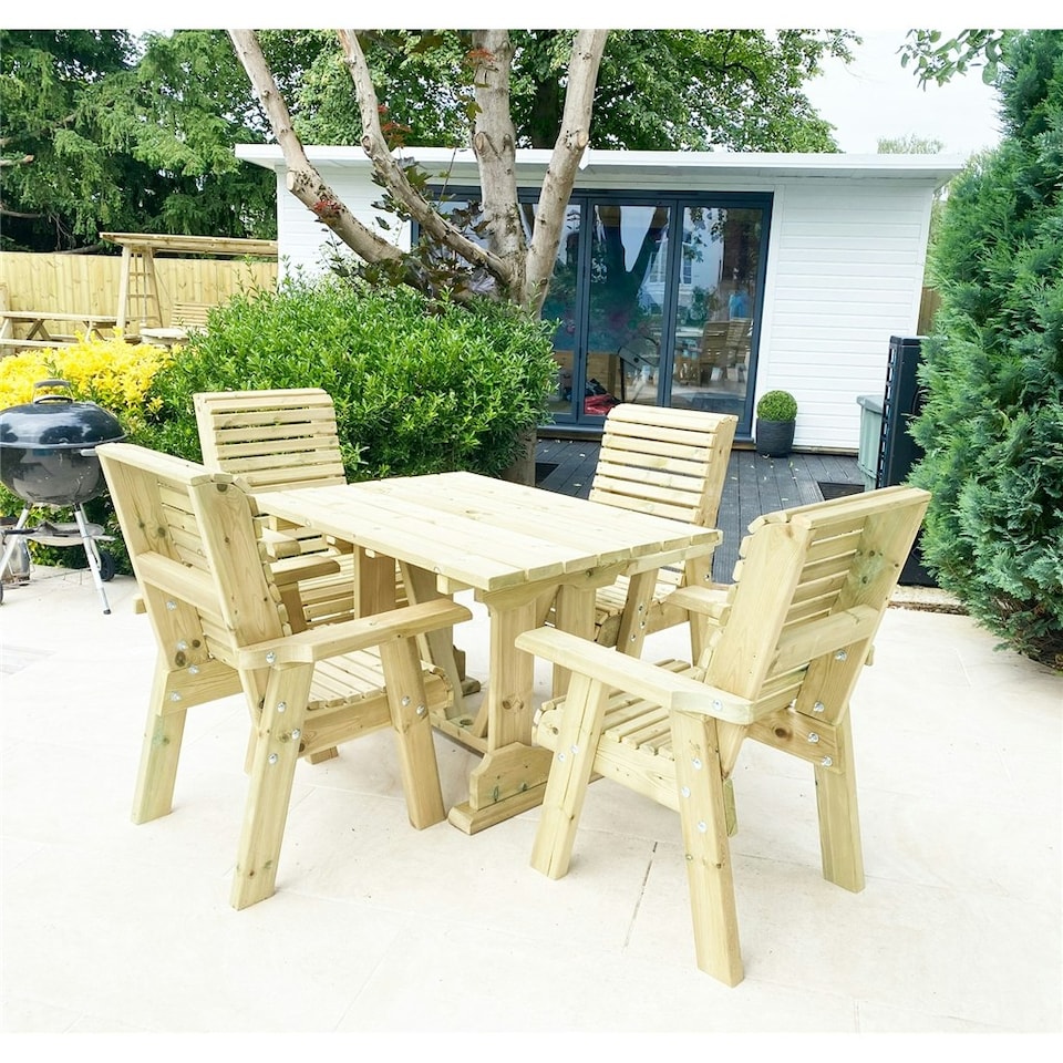 image 1 of Heavy Duty Table and Chair Set - 1 Square Table - 4 Chairs - 4 Seater