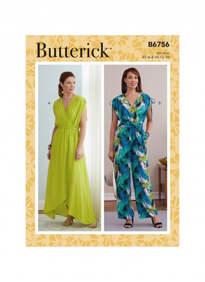 image 1 of Butterick 6756 Paper Sewing Pattern – Women’s Dresses & Jumpsuits, Size A5 (6–8–10–12–14), Easy