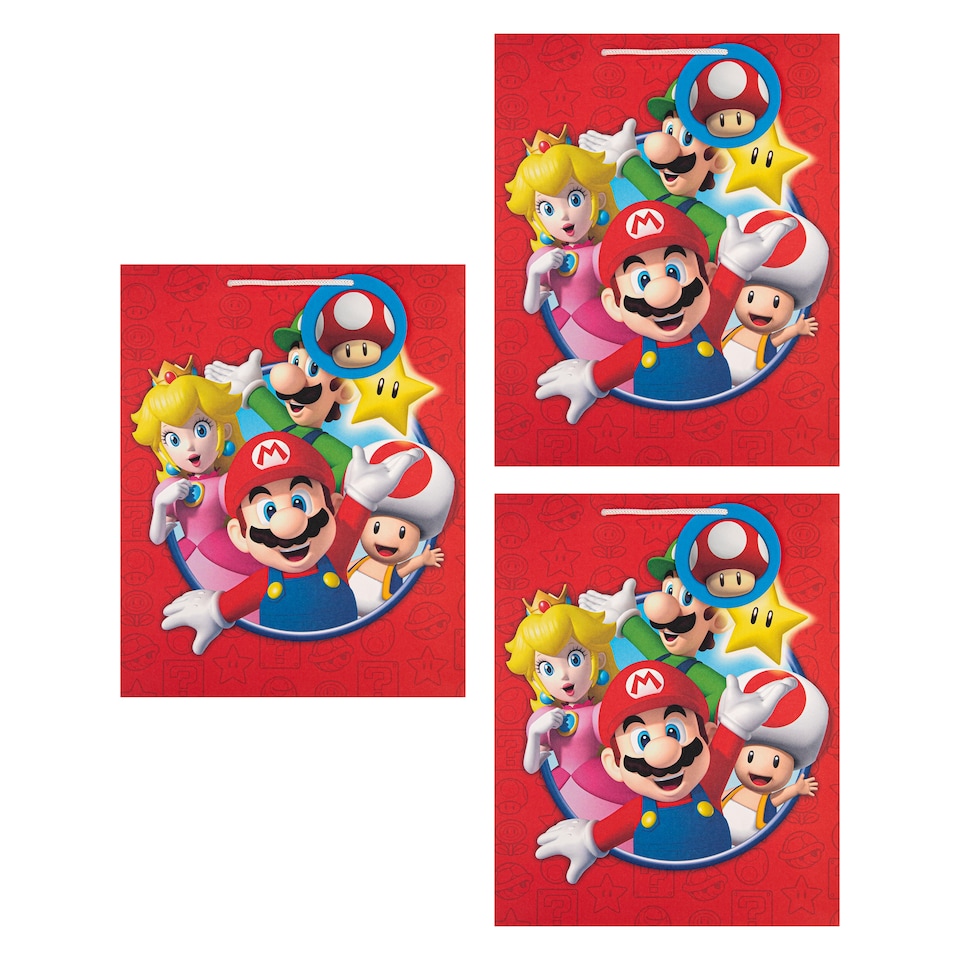 image 1 of Hallmark Pack Of 3 Large Gift Bags - Super Mario Bros Design