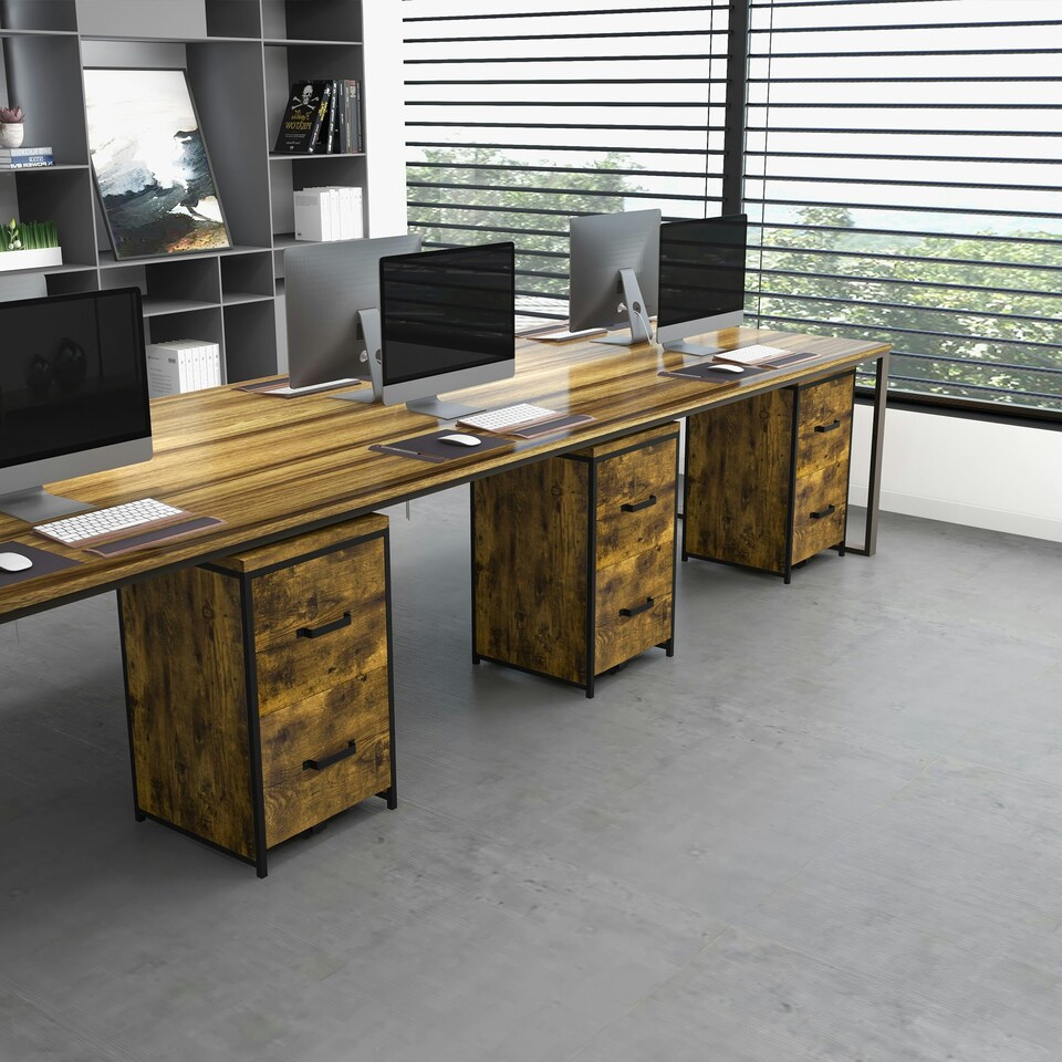 image 1 of Vinsetto 70cm Vertical Office Filing Cabinet w/ 2 Drawer, Hanging File Folder