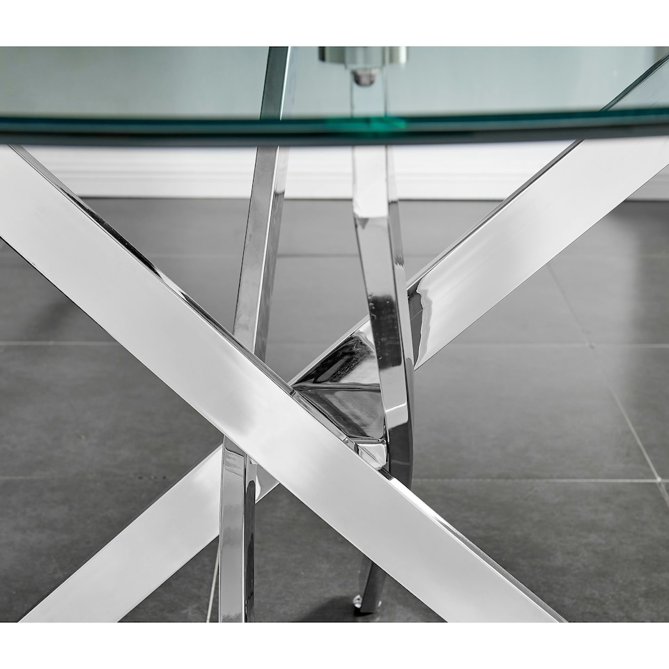 image 1 of Furniturebox Novara Chrome Round Glass Dining Table
