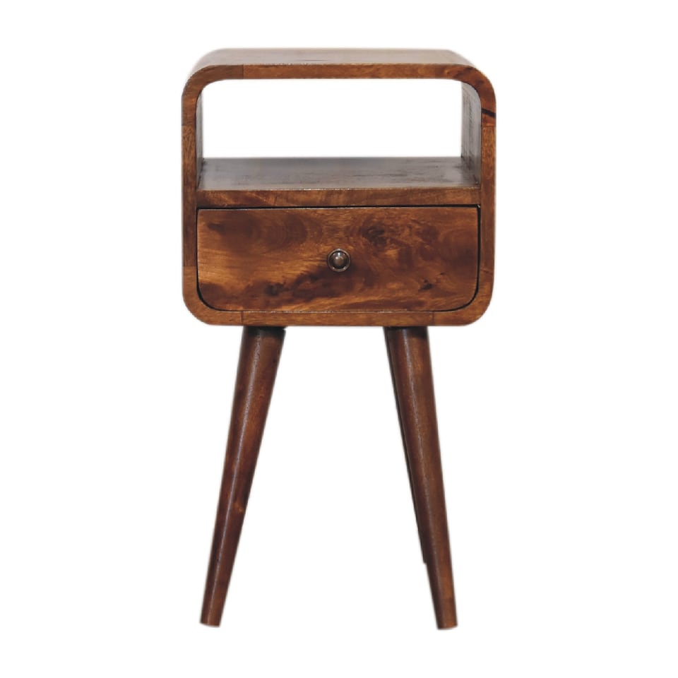 image 1 of Artisan Furniture Solid Wood Mini Chestnut Curve Open Bedside