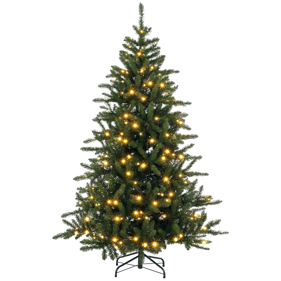 image 1 of HOMCOM 6ft Artificial Christmas Tree with Warm White LED Light, Metal Base