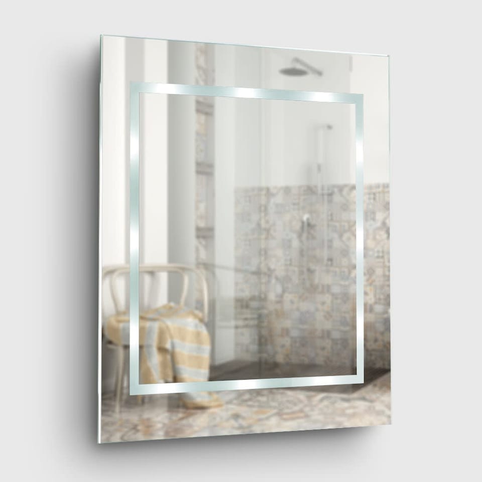 image 1 of ValueLights Mirror IP44 Bathroom Battery Integrated Cool White Light | Silver