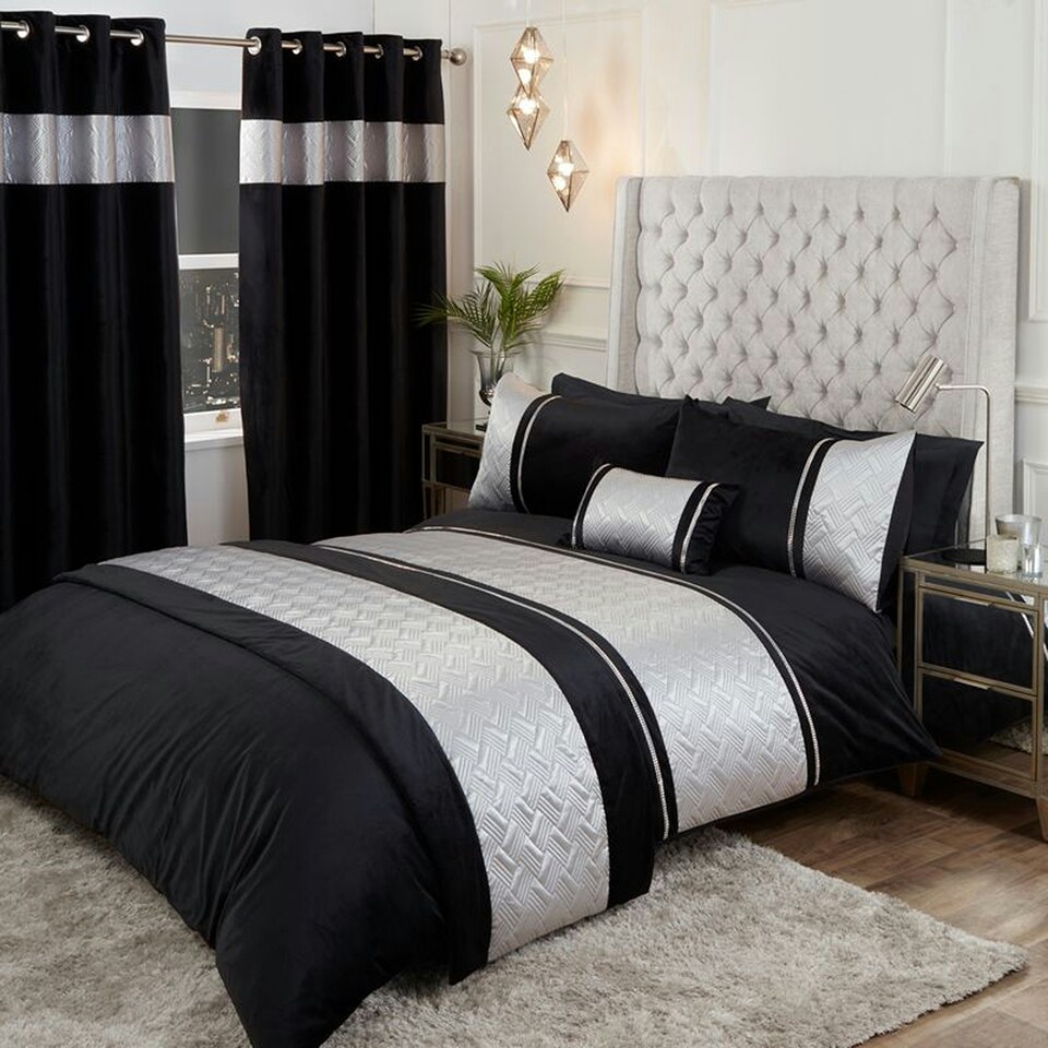 image 1 of Capri Polycotton Duvet Cover Set With Pillowcase Silver | Double