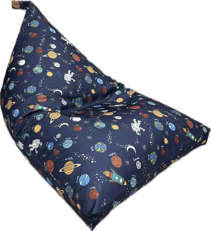 image 1 of Kaikoo Space Print Triangle - Kaikoo space print triangle beanbag with angled back support.