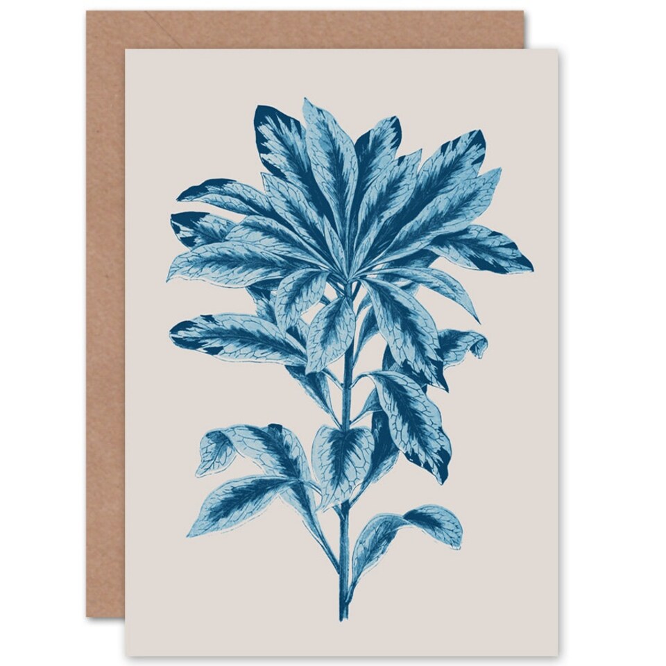 image 1 of Calathea Plant Lover Blue Botanical Art Card