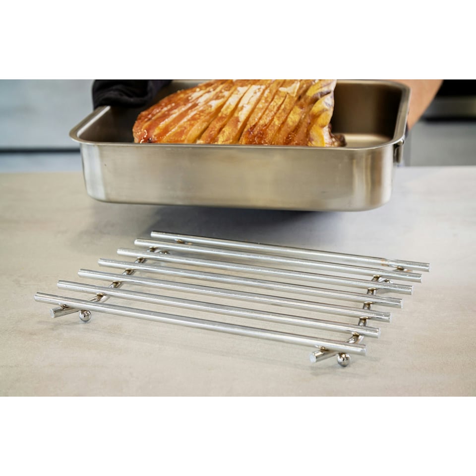image 1 of KitchenCraft Trivet Silver Metal 27x20cm