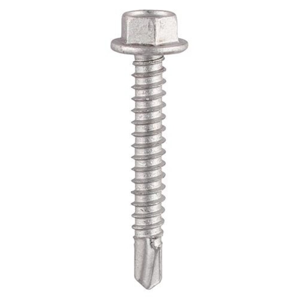 image 1 of Timco - Metal Construction Light Section Screws - Hex - Self-Drilling - Exterior - Silver Organic (Size 5.5 x 50 - 100 Pieces)